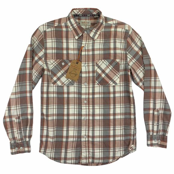 Weatherproof Vintage Mens Burnout Flannel Plaid Button Down Shirt Rust Brown S - Picture 1 of 5